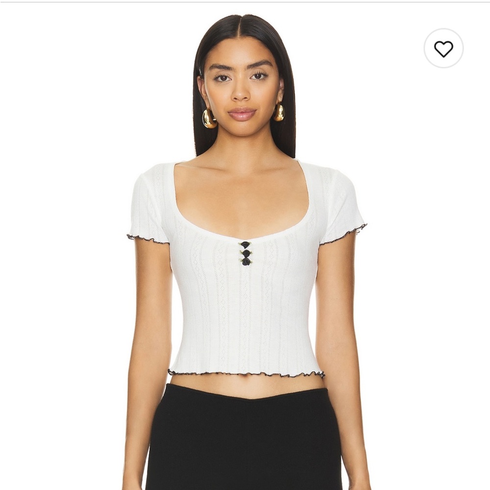 2/$50 NEW More To Come - Revolve Ceri Top White Ribbed Eyelet Top